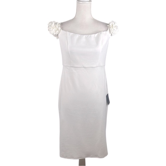 Lulus Pretty Presence White Off-the-Shoulder Floral Strap Mini Dress Size Large - Picture 6 of 10
